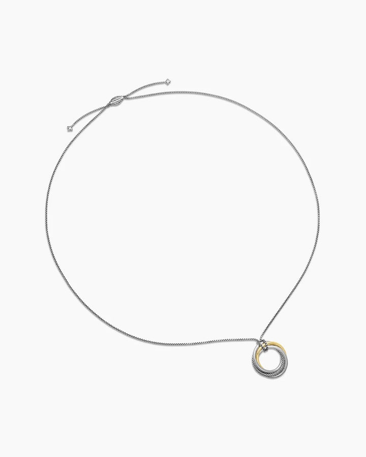 DY STERLING SILVER 14K GOLD CROSSOVER PENDANT NECKLACE