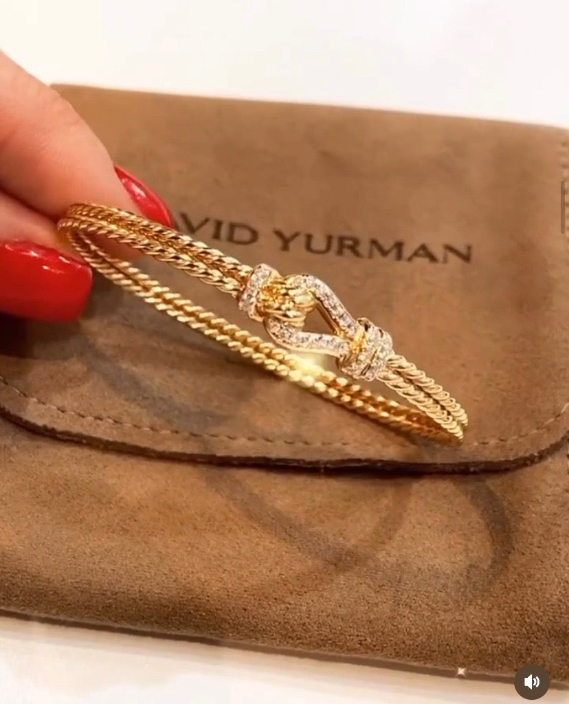 DAVID YURMAN THOROUGHBRED 18K GOLD WITH PAVE DIAMONDS LOOP BRACELET