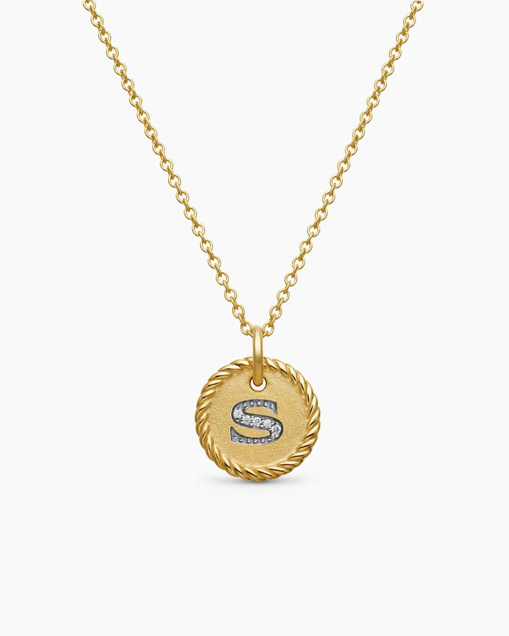 DY CABLE COLLECTION 18K GOLD S PENDANT WITH DIAMOND NECKLACE