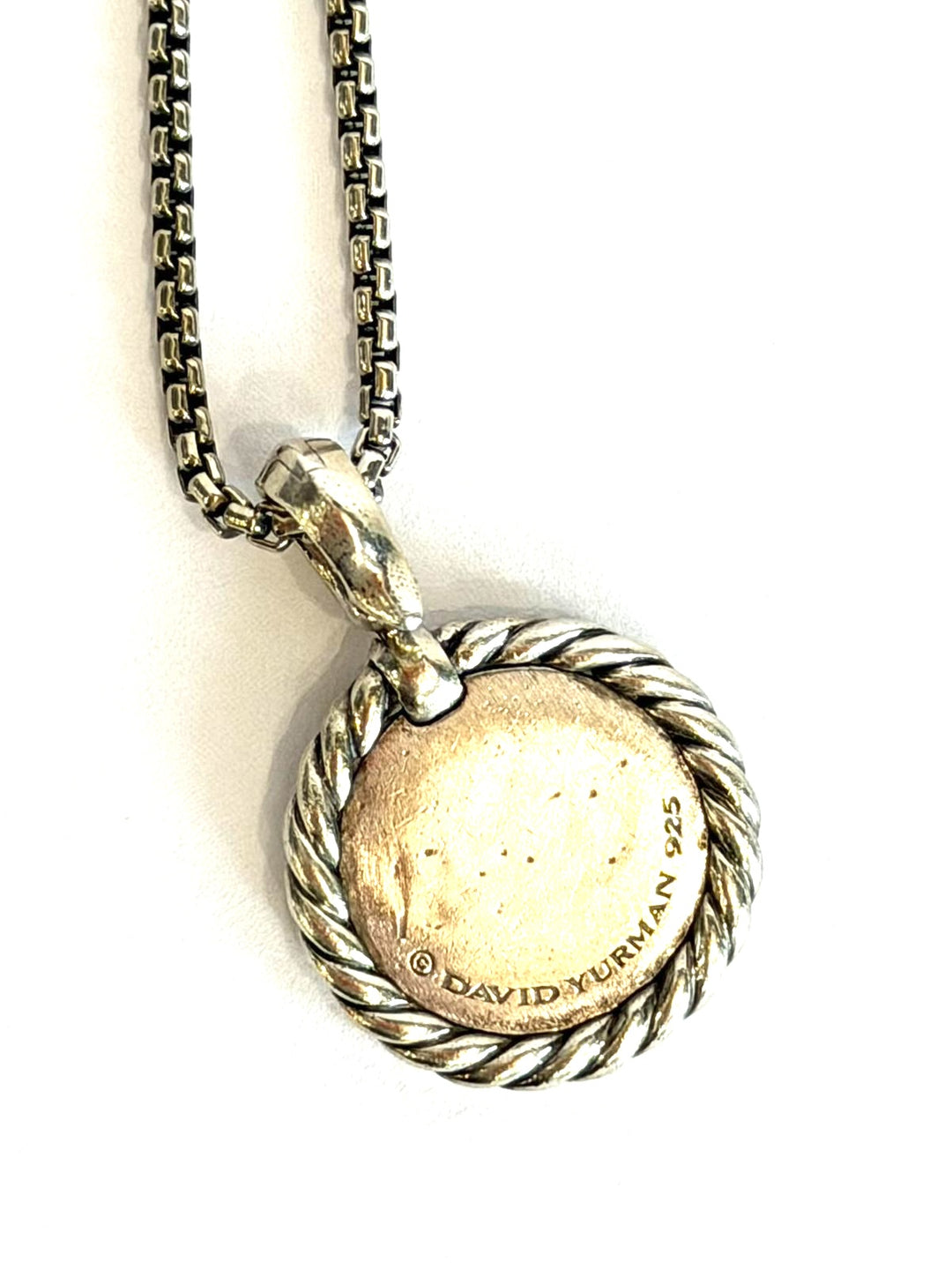 D.Y STERLING SILVER DIAMOND INITIAL M CHARM NECKLACE
