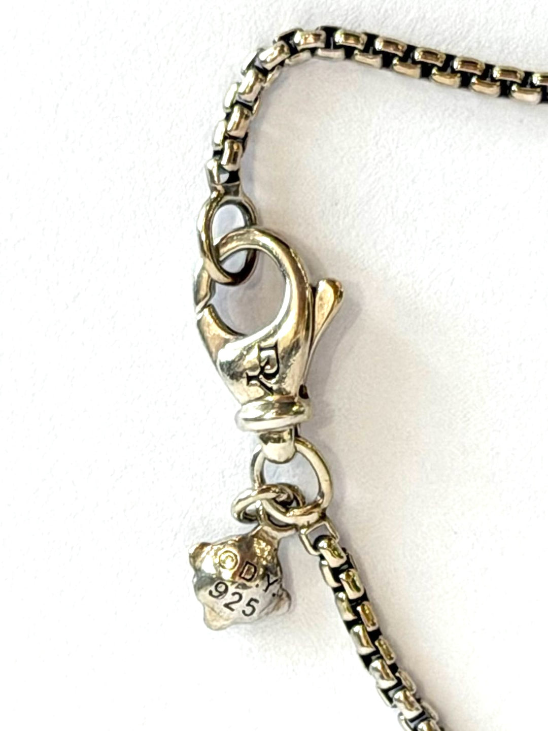 D.Y STERLING SILVER DIAMOND INITIAL M CHARM NECKLACE