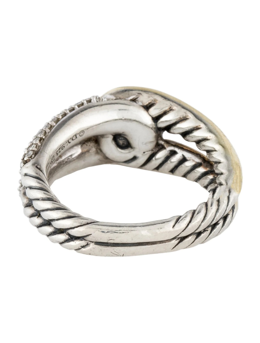 DY LABYRINTH STERLING SILVER 18K GOLD DIAMONDS SINGLE LOOP RING