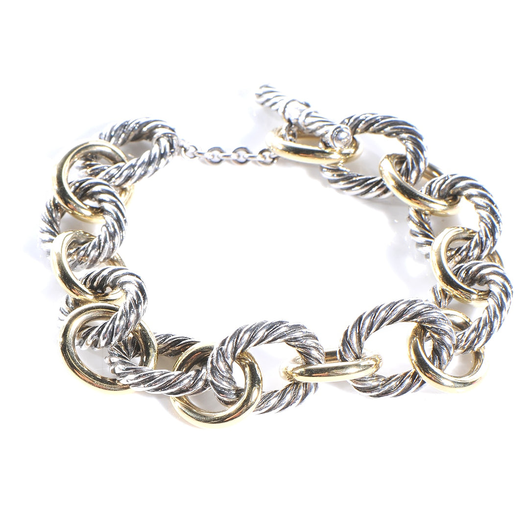 DY STERLING SILVER 18K GOLD MADISON® TOGGLE CHAIN BRACELET