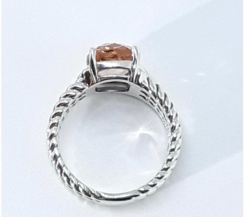 DY STERLING SILVER DIAMOND MORGANITE 10MM PETITE WHEATON RING