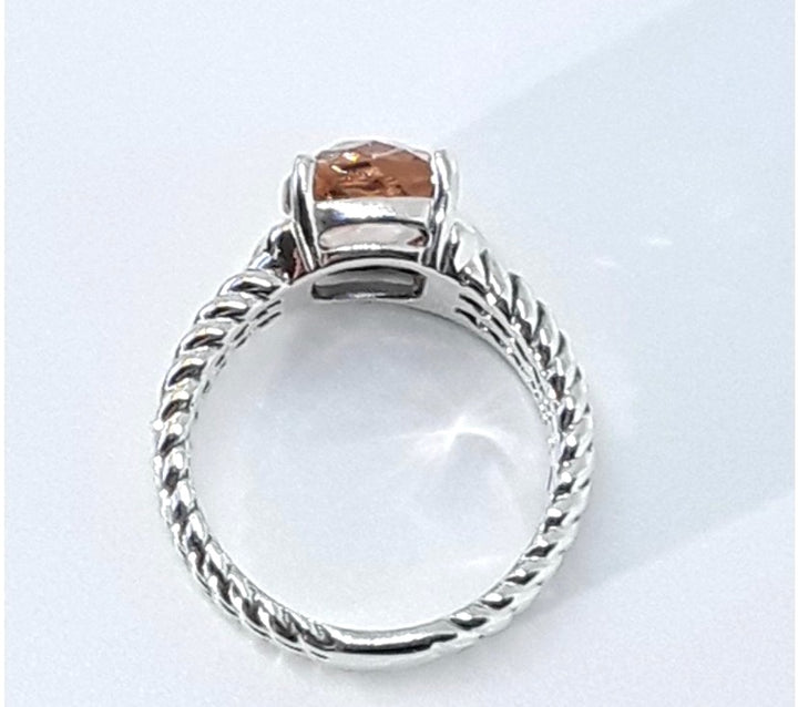DY STERLING SILVER DIAMOND MORGANITE 10MM PETITE WHEATON RING