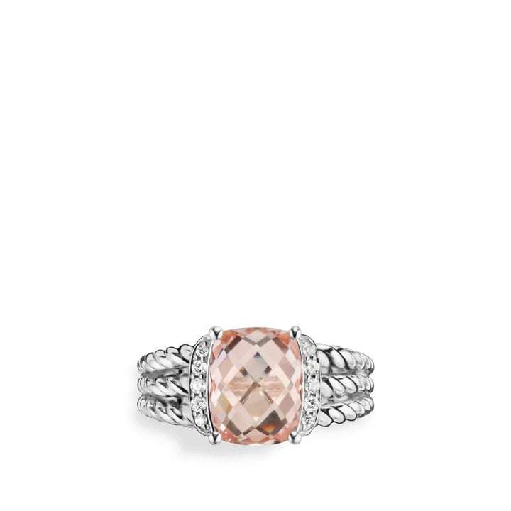 DY STERLING SILVER DIAMOND MORGANITE 10MM PETITE WHEATON RING