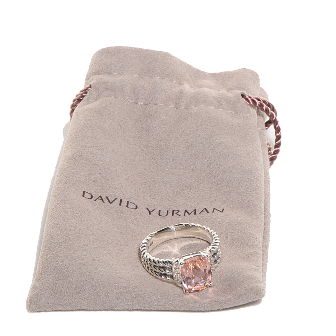 DY STERLING SILVER DIAMOND MORGANITE 10MM PETITE WHEATON RING