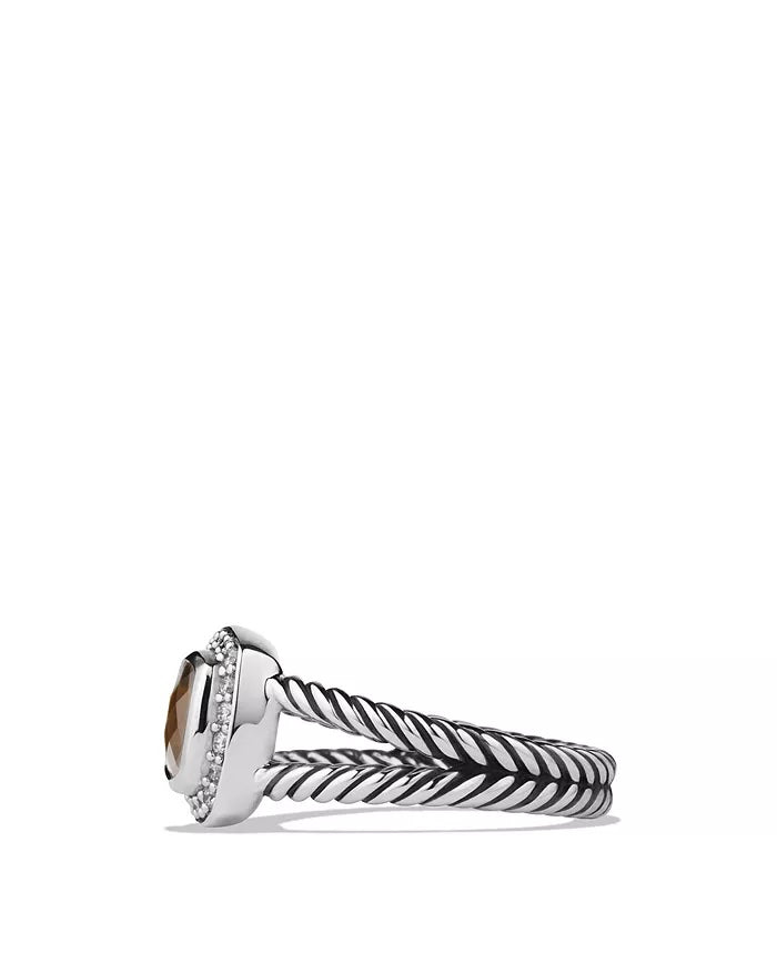 DY STERLING SILVER SMOKY QUARTZ &amp; DIAMONDS PETITE ALBION RING