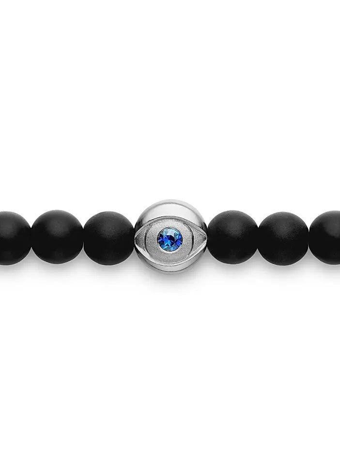 DAVID YURMAN SPIRITUAL ONYX &amp; SAPPHIRES BEADS EVIL EYE BRACELET