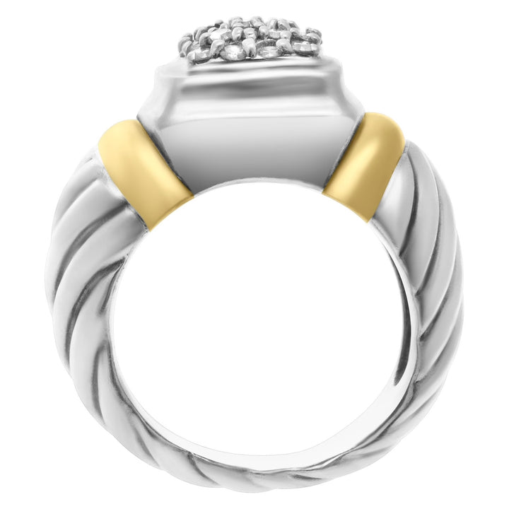 DY STERLING SILVER PAVE DIAMOND 18K YELLOW GOLD STATEMENT RING