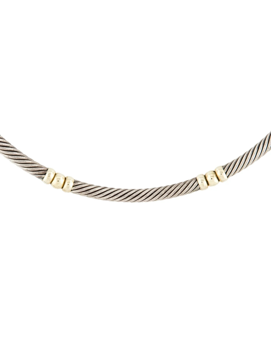 DY STERLING SILVER 14K YELLOW GOLD HAMPTON CABLE COLLAR NECKLACE
