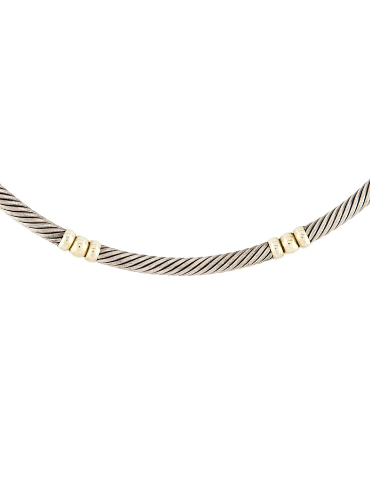 DY STERLING SILVER 14K YELLOW GOLD HAMPTON CABLE COLLAR NECKLACE