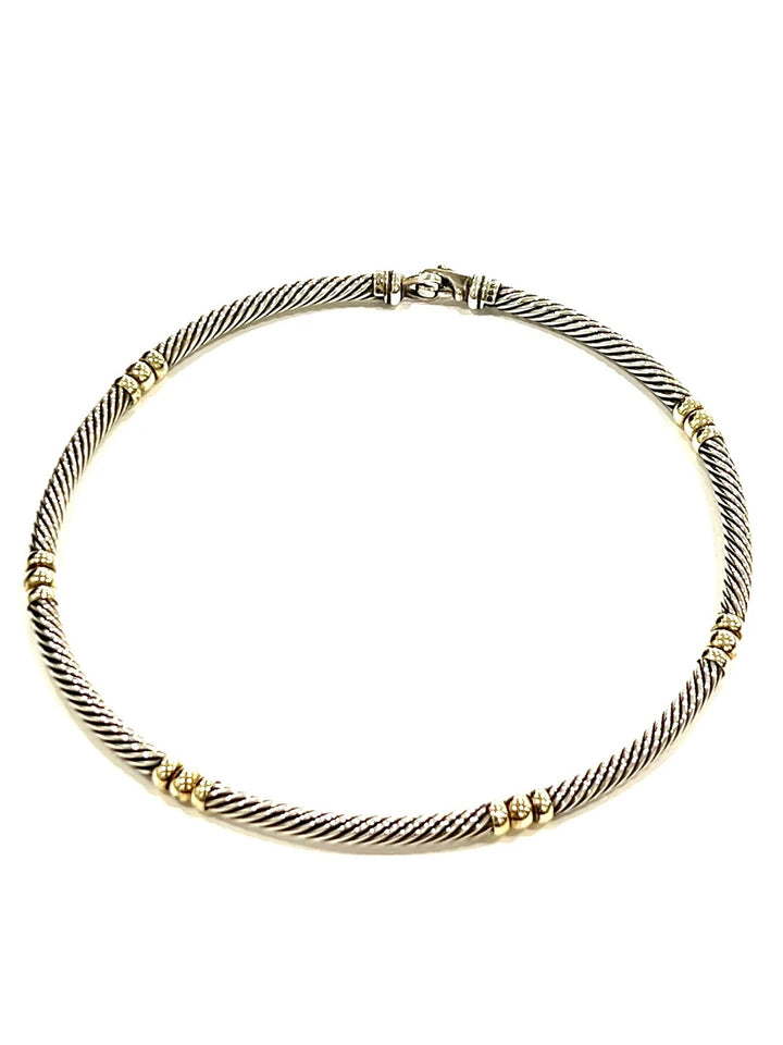DY STERLING SILVER 14K YELLOW GOLD HAMPTON CABLE COLLAR NECKLACE