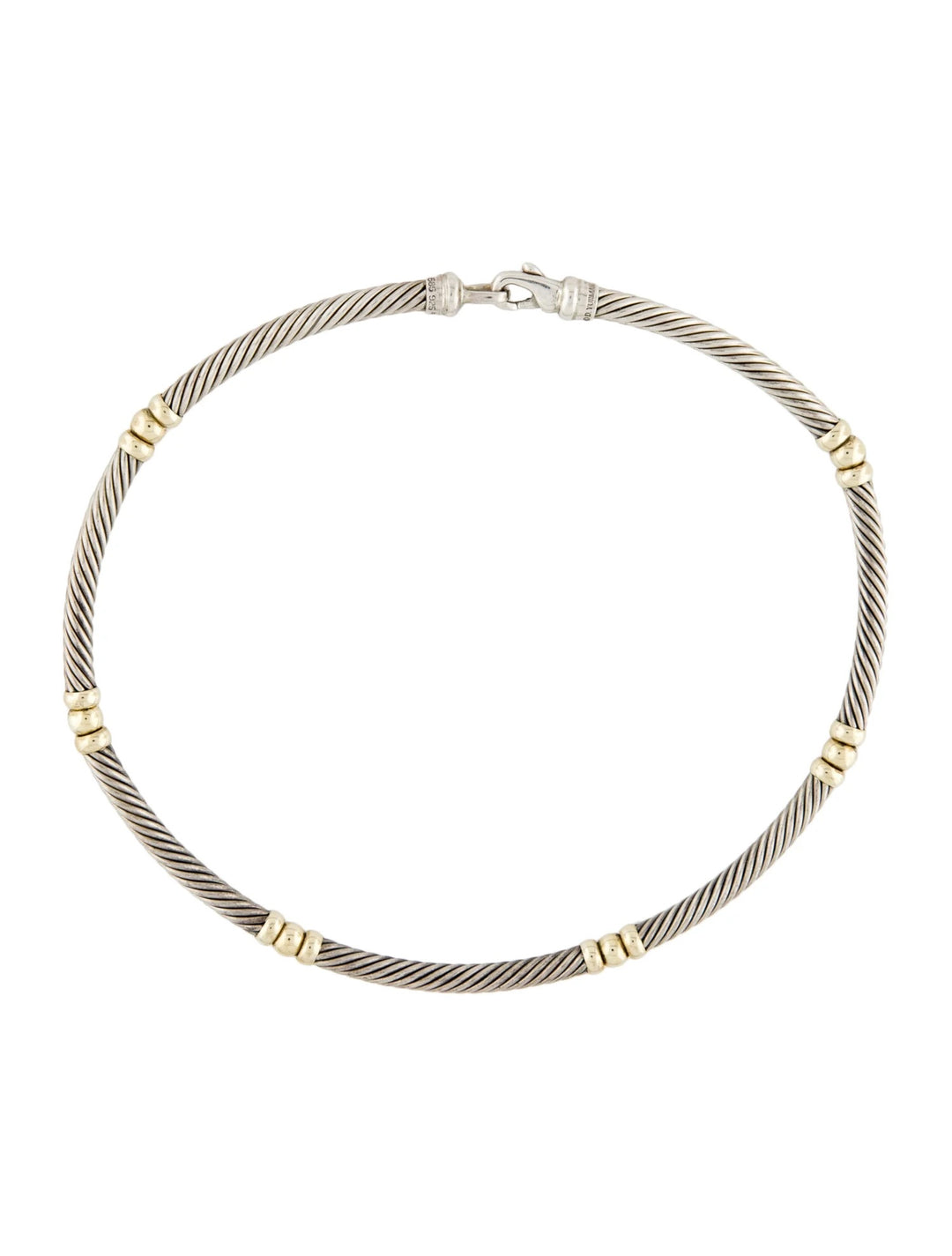 DY STERLING SILVER 14K YELLOW GOLD HAMPTON CABLE COLLAR NECKLACE