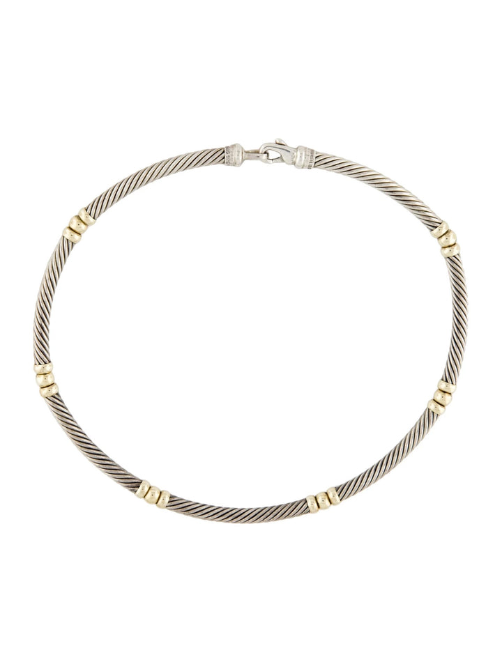 DY STERLING SILVER 14K YELLOW GOLD HAMPTON CABLE COLLAR NECKLACE