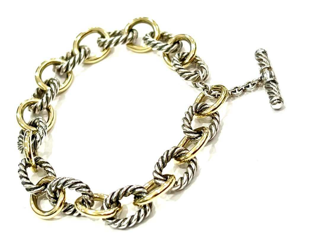 DY STERLING SILVER 18K GOLD MADISON® TOGGLE CHAIN BRACELET