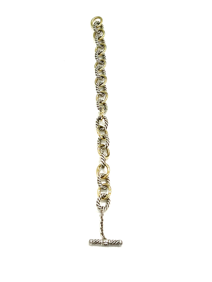 DY STERLING SILVER 18K GOLD MADISON® TOGGLE CHAIN BRACELET