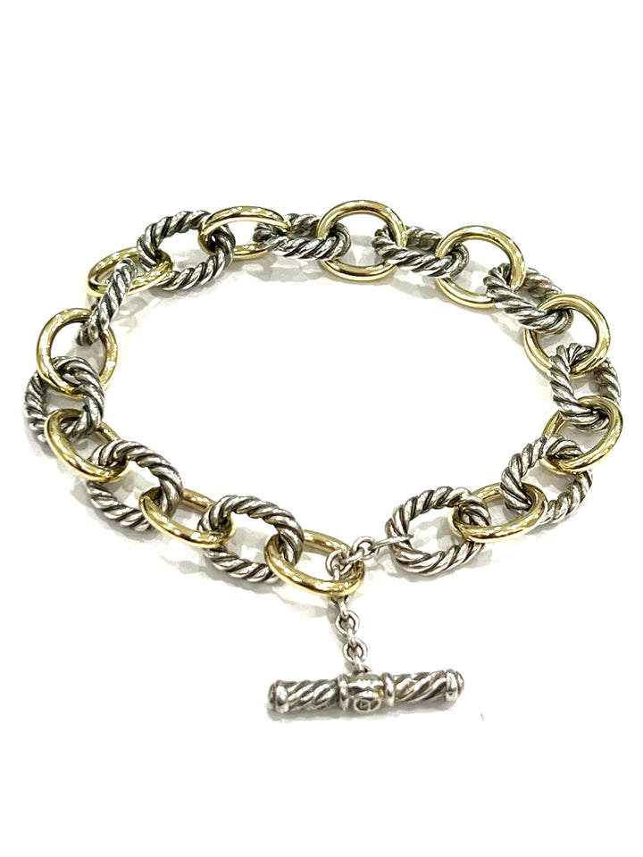 DY STERLING SILVER 18K GOLD MADISON® TOGGLE CHAIN BRACELET