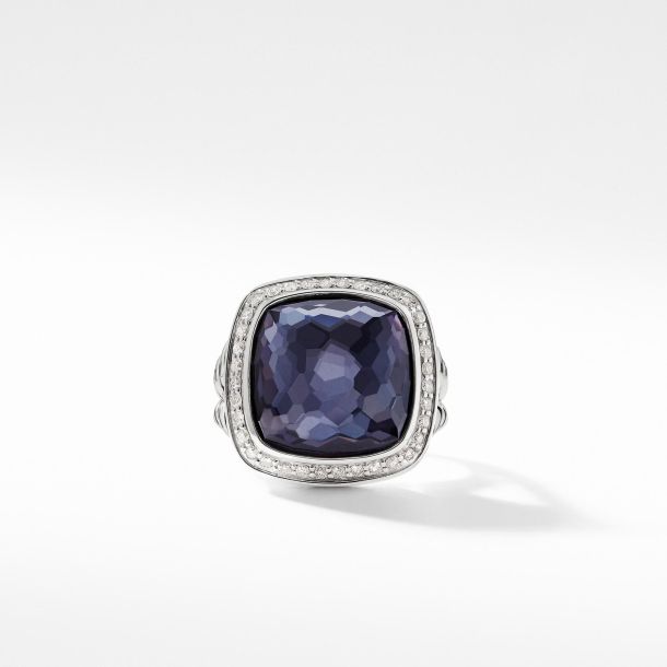 DY STERLING SILVER BLACK ORCHID &amp; DIAMOND ALBION RING