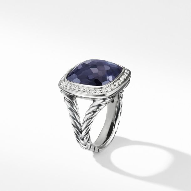 DY STERLING SILVER BLACK ORCHID &amp; DIAMOND ALBION RING