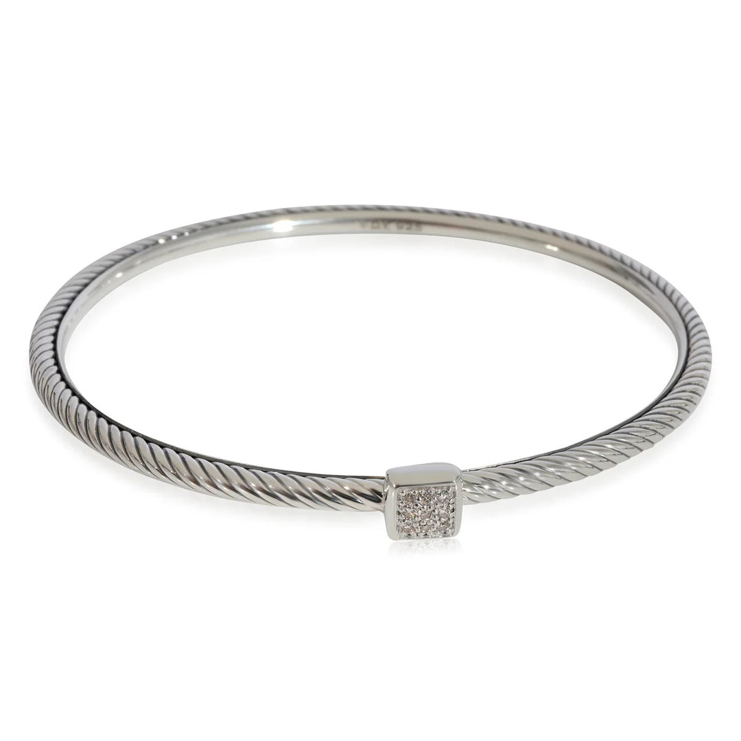 DY STERLING SILVER CONFETTI CONFETTI PAVÉ CABLE BANGLE BRACELET