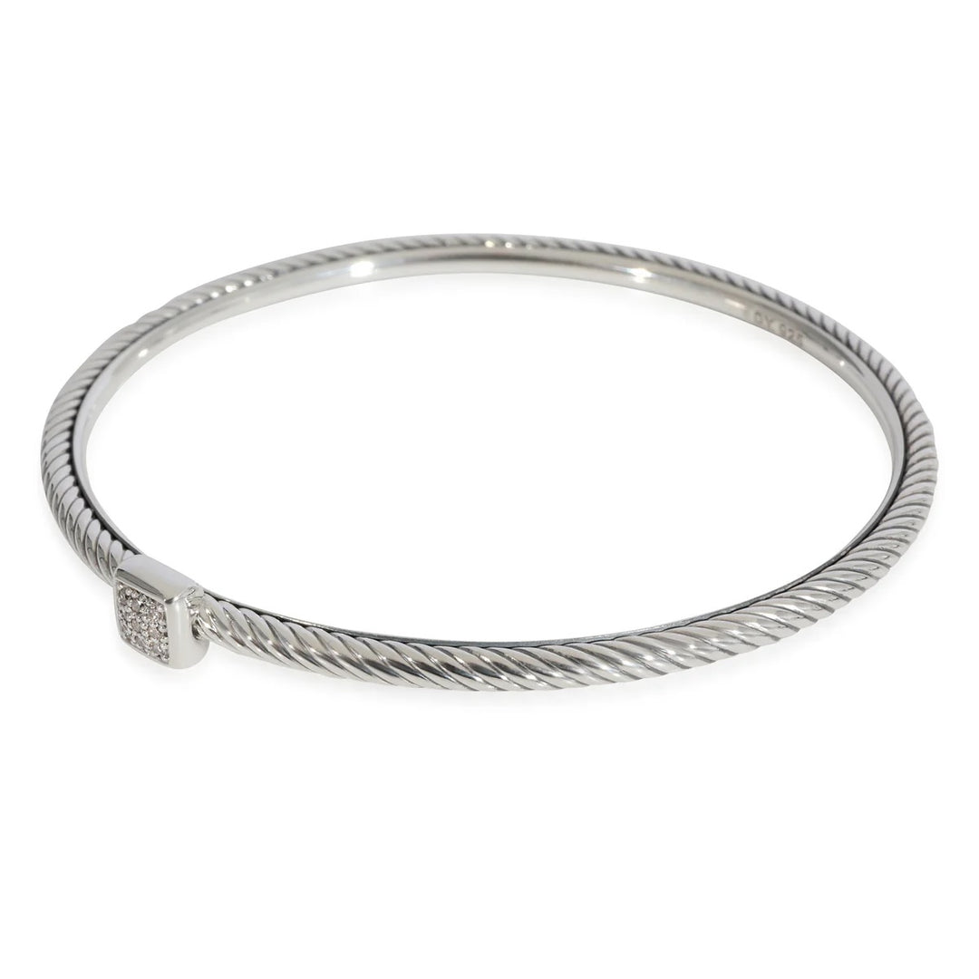 DY STERLING SILVER CONFETTI CONFETTI PAVÉ CABLE BANGLE BRACELET