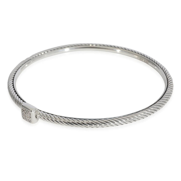 DY STERLING SILVER CONFETTI CONFETTI PAVÉ CABLE BANGLE BRACELET