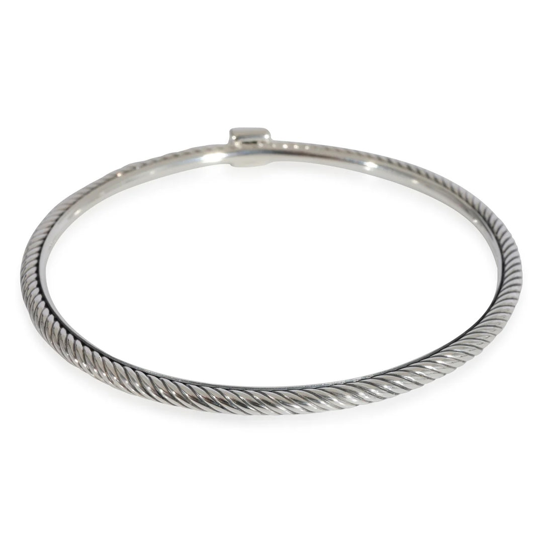 DY STERLING SILVER CONFETTI CONFETTI PAVÉ CABLE BANGLE BRACELET