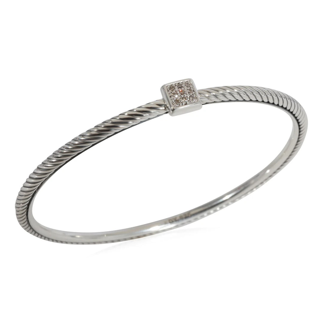 DY STERLING SILVER CONFETTI CONFETTI PAVÉ CABLE BANGLE BRACELET