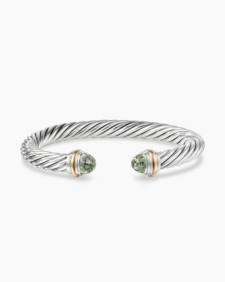 DAVID YURMAN CABLE COLLECTION® STERLING SILVER 14K GOLD PRASIOLITE BRACELET
