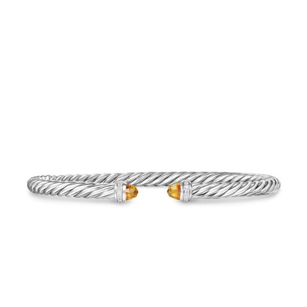 DY Cablespira® FLEX STERLING SILVER CITRINE &amp; DIAMONDS BRACELET