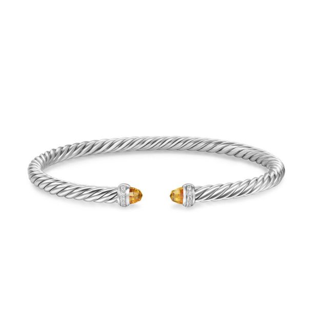 DY Cablespira® FLEX STERLING SILVER CITRINE &amp; DIAMONDS BRACELET