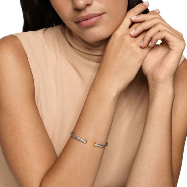 DY Cablespira® FLEX STERLING SILVER CITRINE &amp; DIAMONDS BRACELET