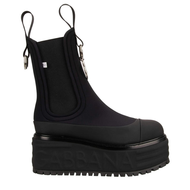 DOLCE &amp; GABBANA DG LOGO CHARM BERNINI PLATFORM ANKLE BOOTS