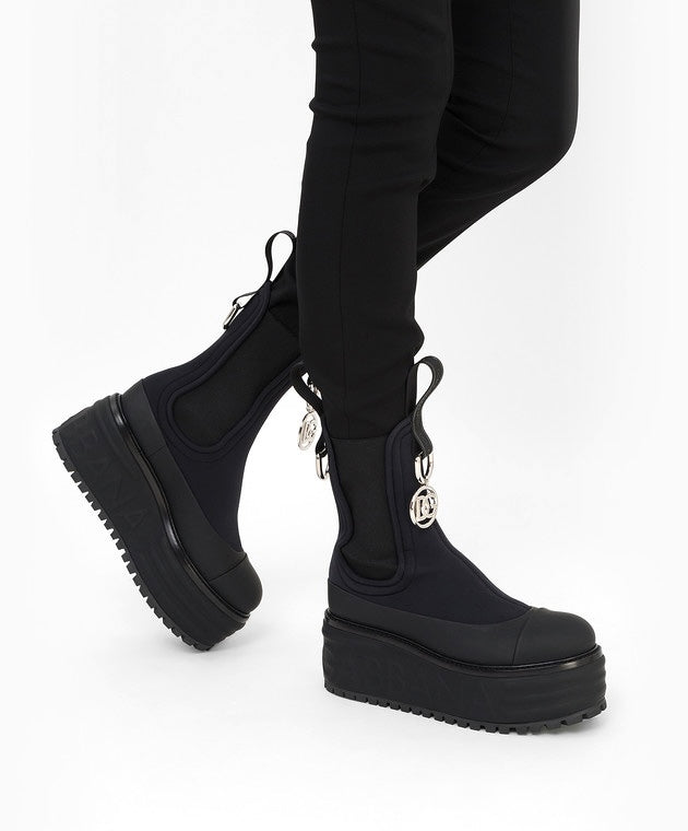 DOLCE &amp; GABBANA DG LOGO CHARM BERNINI PLATFORM ANKLE BOOTS