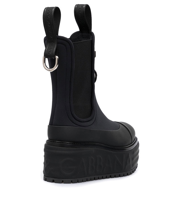 DOLCE &amp; GABBANA DG LOGO CHARM BERNINI PLATFORM ANKLE BOOTS