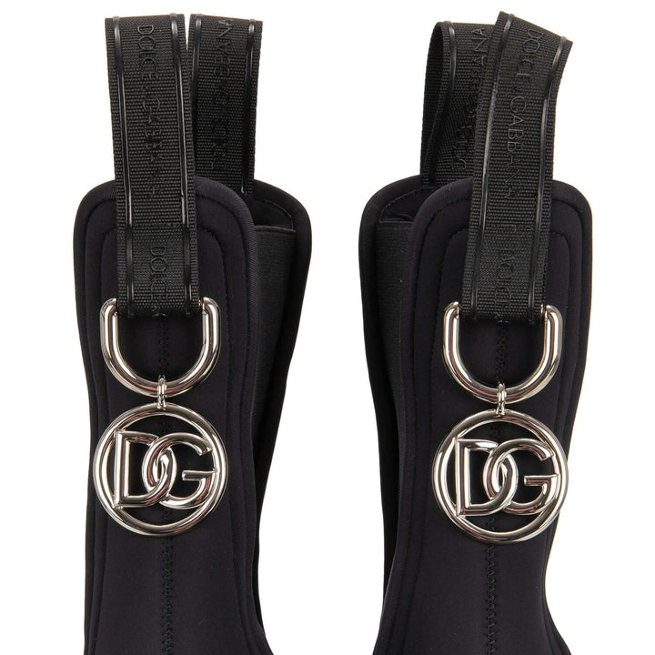 DOLCE &amp; GABBANA DG LOGO CHARM BERNINI PLATFORM ANKLE BOOTS