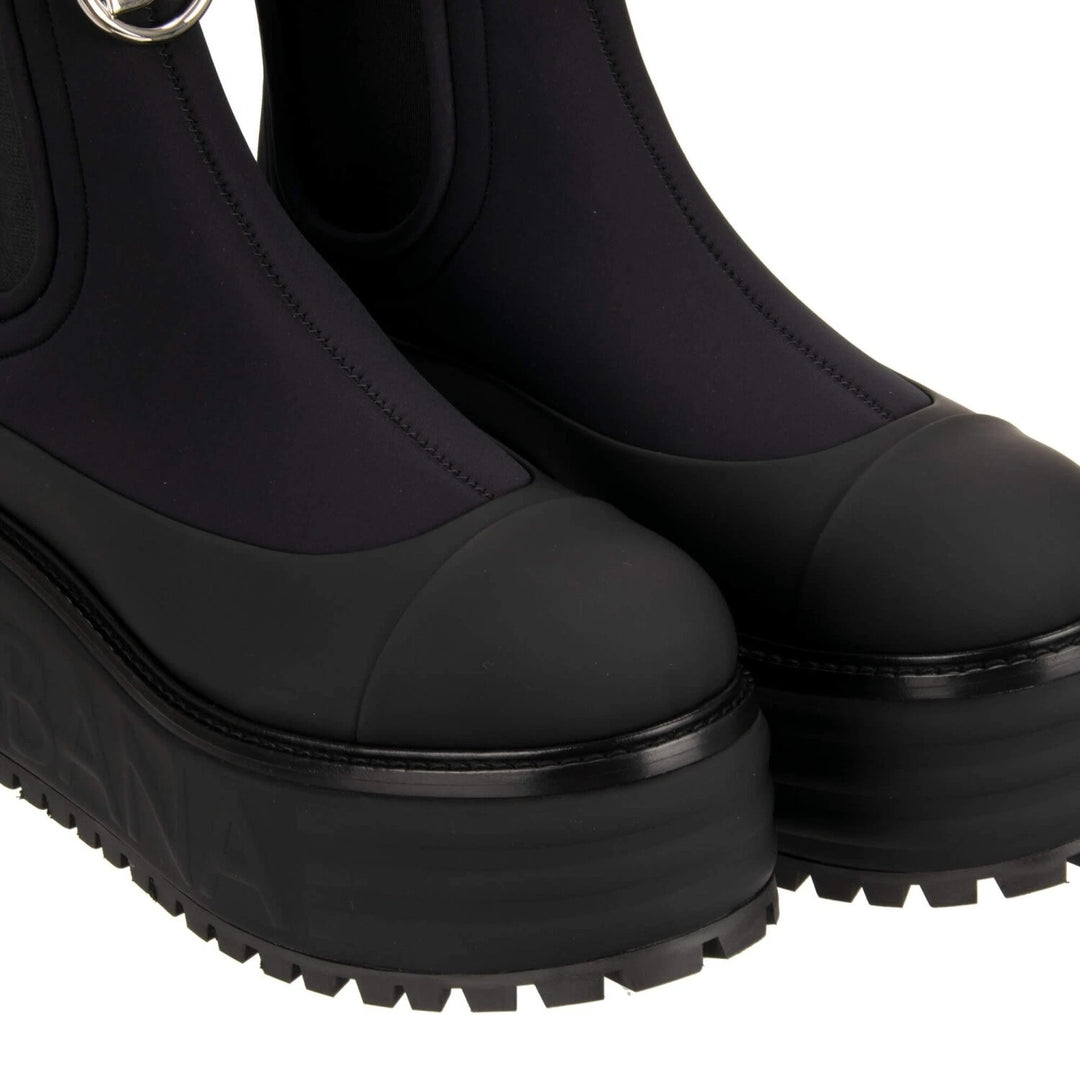 DOLCE &amp; GABBANA DG LOGO CHARM BERNINI PLATFORM ANKLE BOOTS