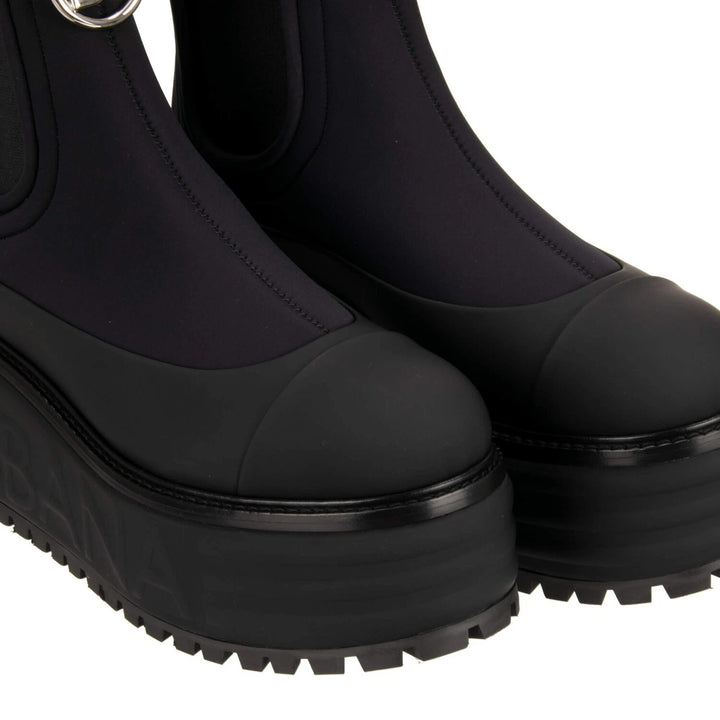 DOLCE &amp; GABBANA DG LOGO CHARM BERNINI PLATFORM ANKLE BOOTS