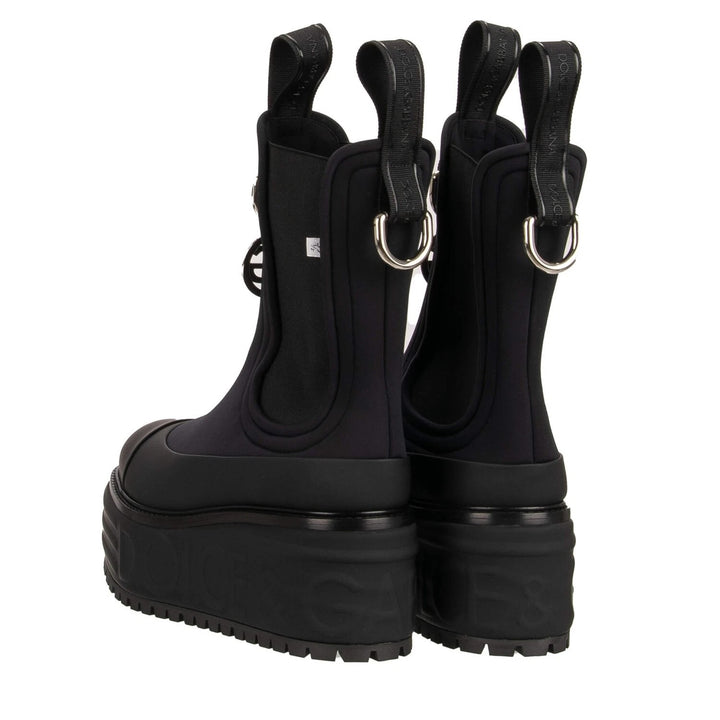 DOLCE &amp; GABBANA DG LOGO CHARM BERNINI PLATFORM ANKLE BOOTS