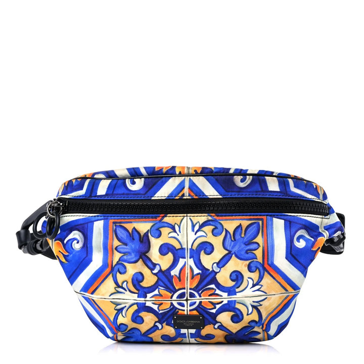 DOLCE &amp; GABBANA MAJOLICA PRINT NYLON WAIST &amp; CROSSBODY BAG