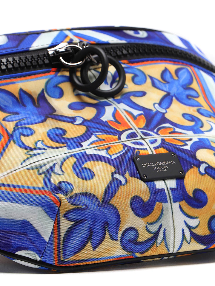 DOLCE &amp; GABBANA MAJOLICA PRINT NYLON WAIST &amp; CROSSBODY BAG