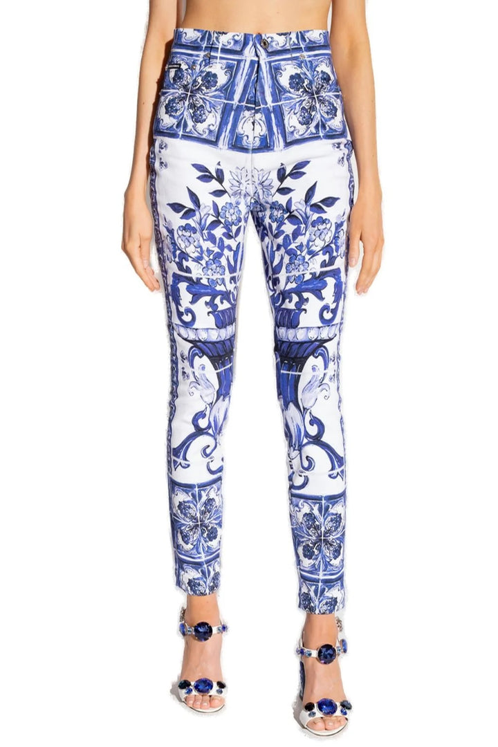 DOLCE &amp; GABBANA MAJOLICA PRINT GRACE JEANS