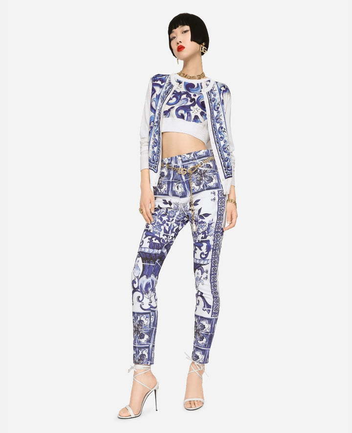 DOLCE &amp; GABBANA MAJOLICA PRINT GRACE JEANS