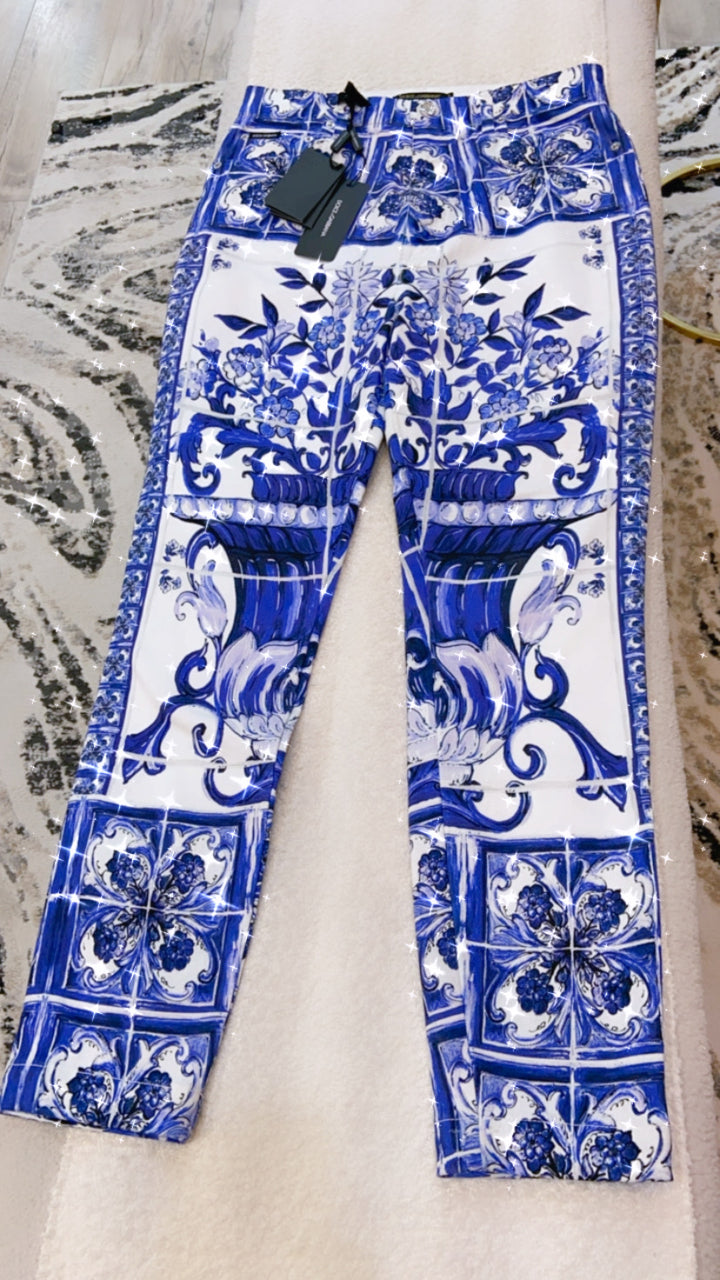 DOLCE &amp; GABBANA MAJOLICA PRINT GRACE JEANS