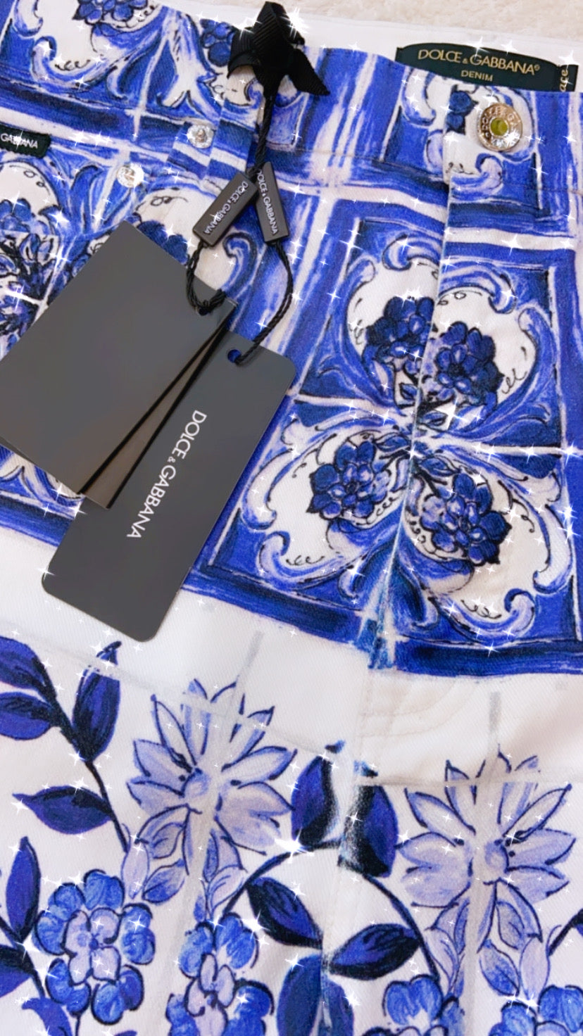 DOLCE &amp; GABBANA MAJOLICA PRINT GRACE JEANS