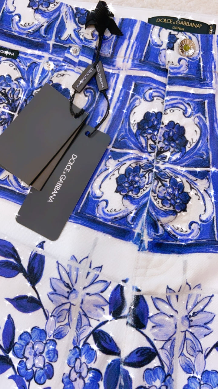 DOLCE &amp; GABBANA MAJOLICA PRINT GRACE JEANS