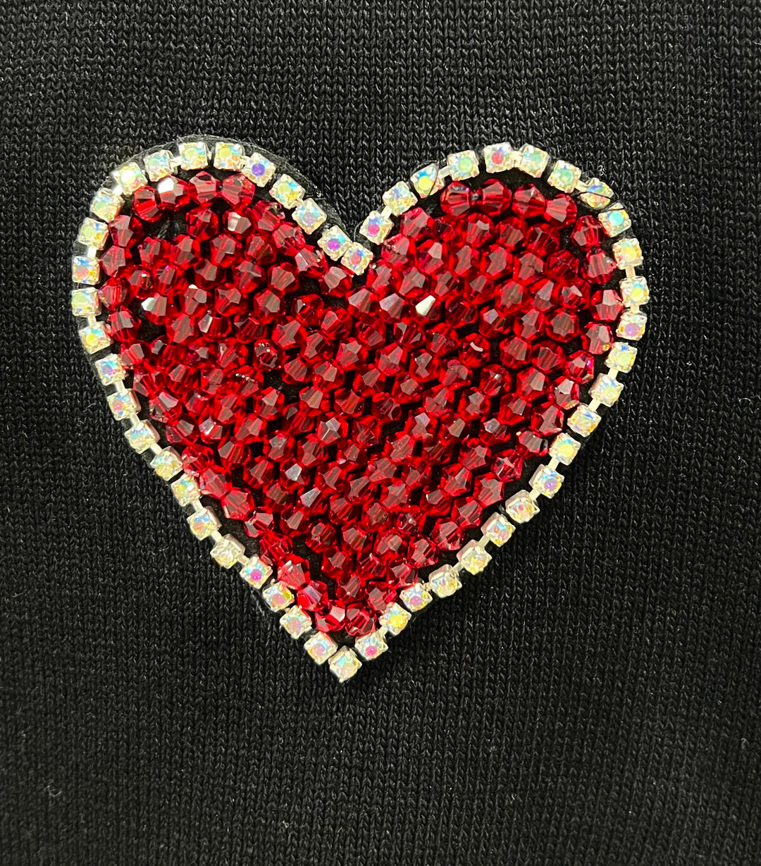 DOLCE &amp; GABBANA CRYSTL HEART SHORT SLEEVE KNIT SWEATER