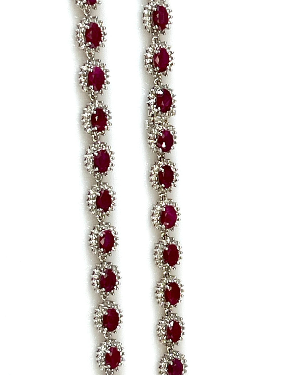 DIAMOND AND OVAL RUBY 14K WHITE GOLD NECKLACE