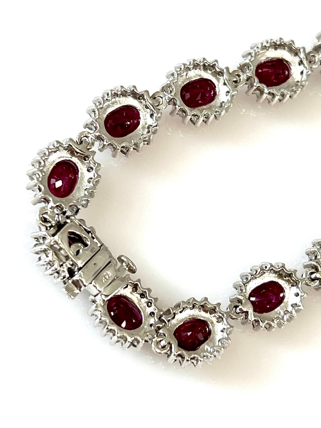 DIAMOND AND OVAL RUBY 14K WHITE GOLD NECKLACE